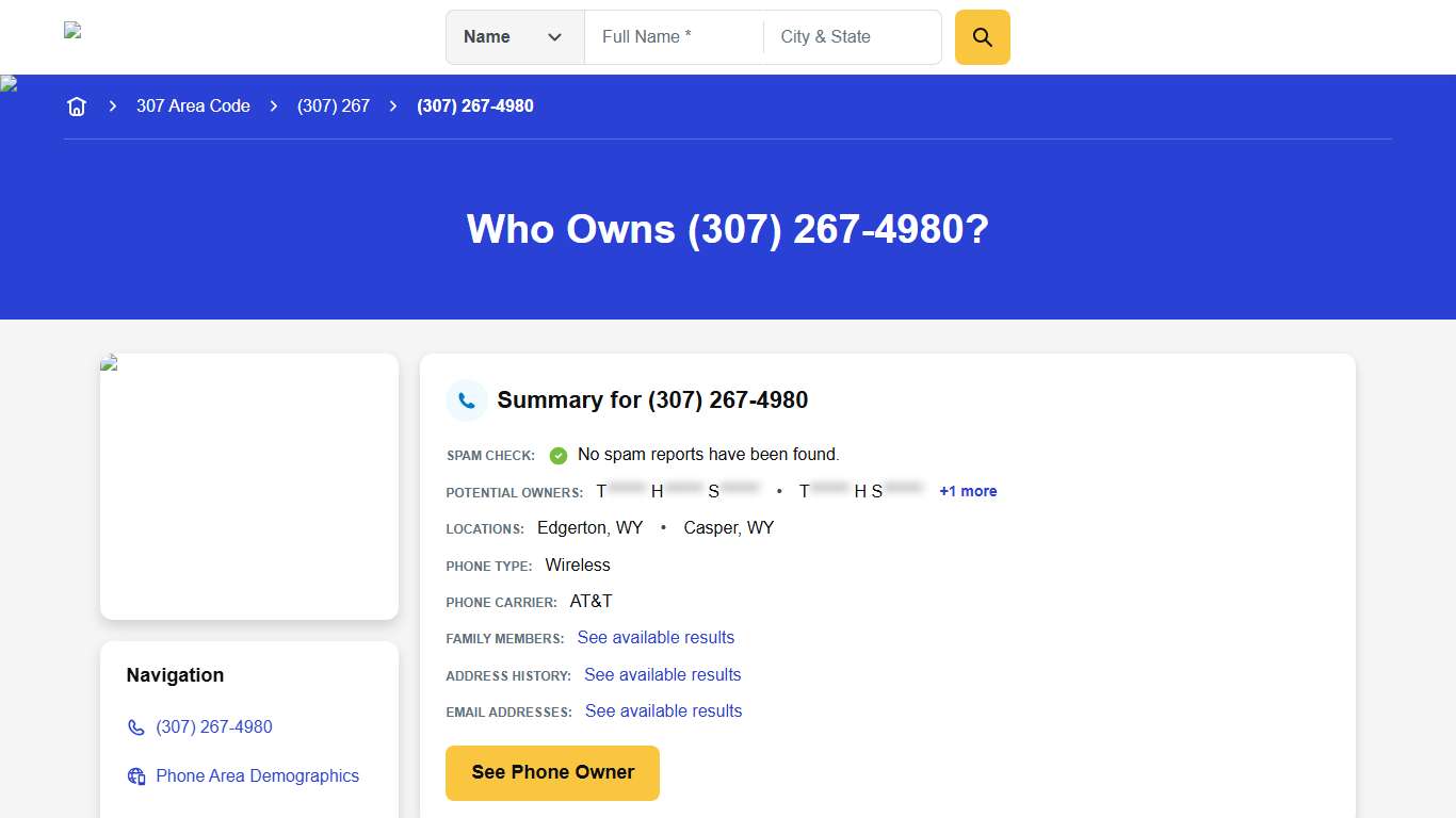 (307) 267-4980 | Reverse Phone Lookup | Anywho
