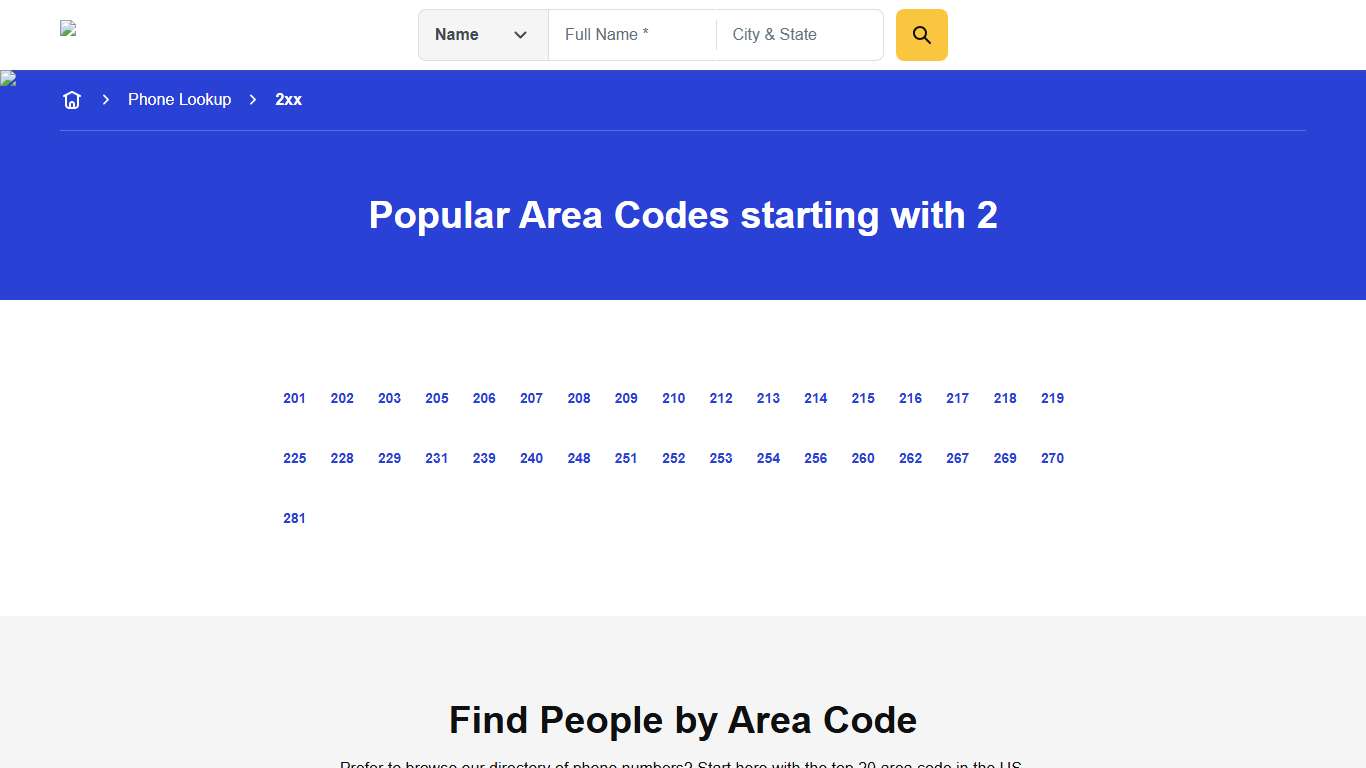 Area Codes Starting with 2 | Reverse Phone Lookup | Anywho